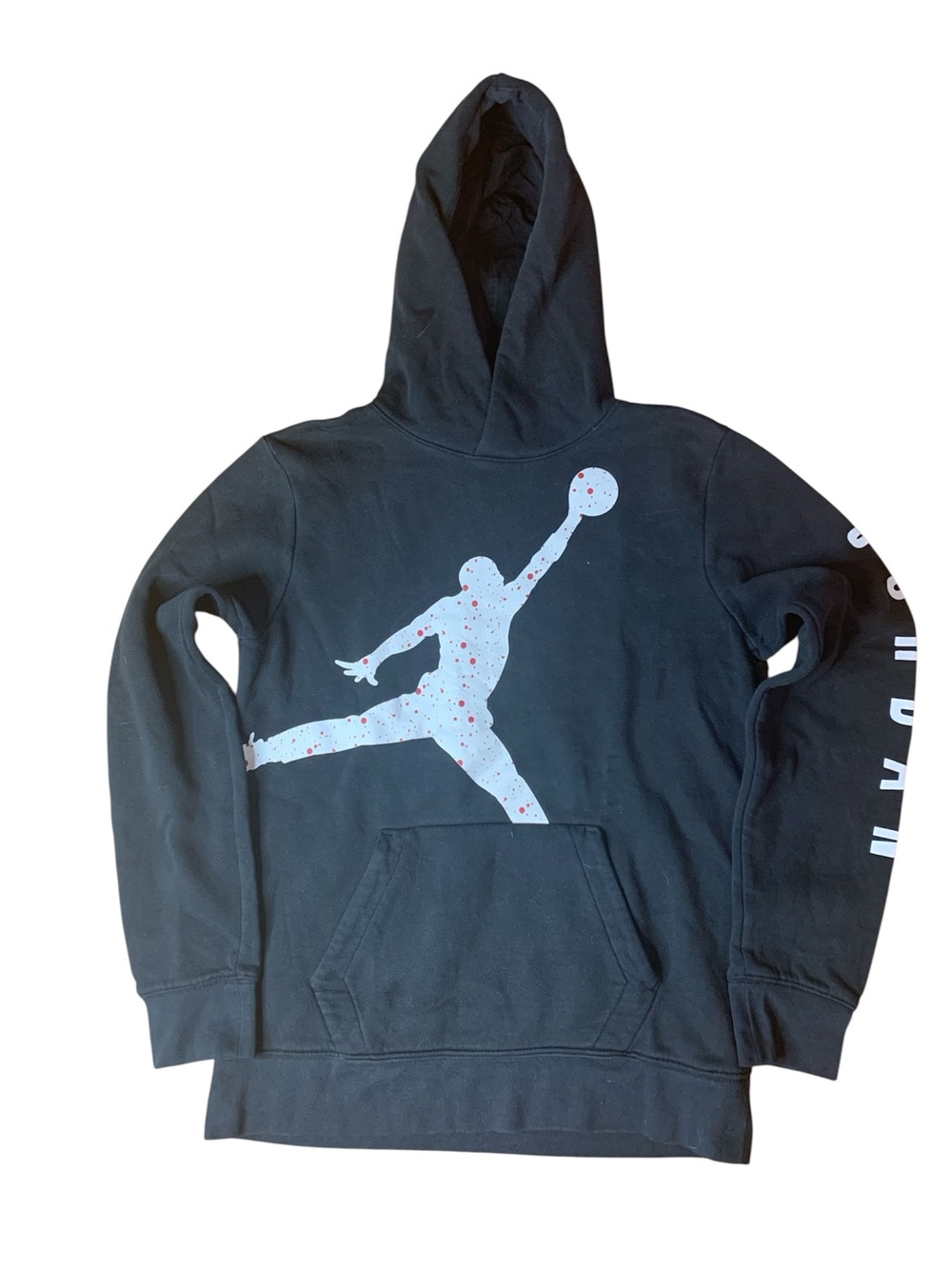 Jordan Jumpman Splatter Logo Pullover Hoodie Black Youth XL 13-15Y